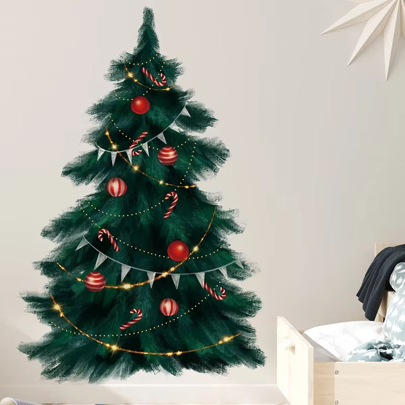 BRUP Weihnachtsbaum Wandaufkleber aus PVC in Dunkelgrün, Höhe: 95 cm - Bild 3