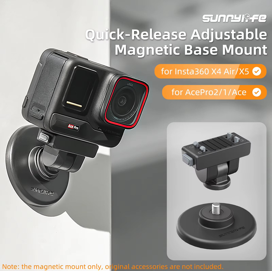 Insta360 Magnetische Adapterhalterung mit Saugnapf in Schwarz für Insta360 X4, X3, Ace Pro und Ace – Verstellbare Halterung für Auto, Radfahren und Vlogging - Bild 4