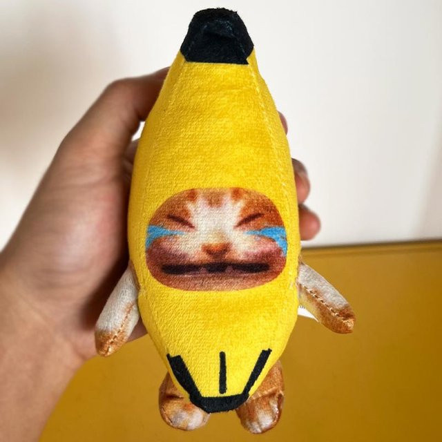 Yiran Health & Beauty Bananen-Katzen-Emoji-Anhänger, Plüschkatzen-Spielzeug, ab 14 Jahren - Bild 1