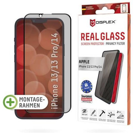 DISPLEX Privacy Glass Full Cover Displayschutzglas mit Blickschutz für Apple iPhone 14, iPhone 13 und iPhone 13 Pro, transparent - Bild 1