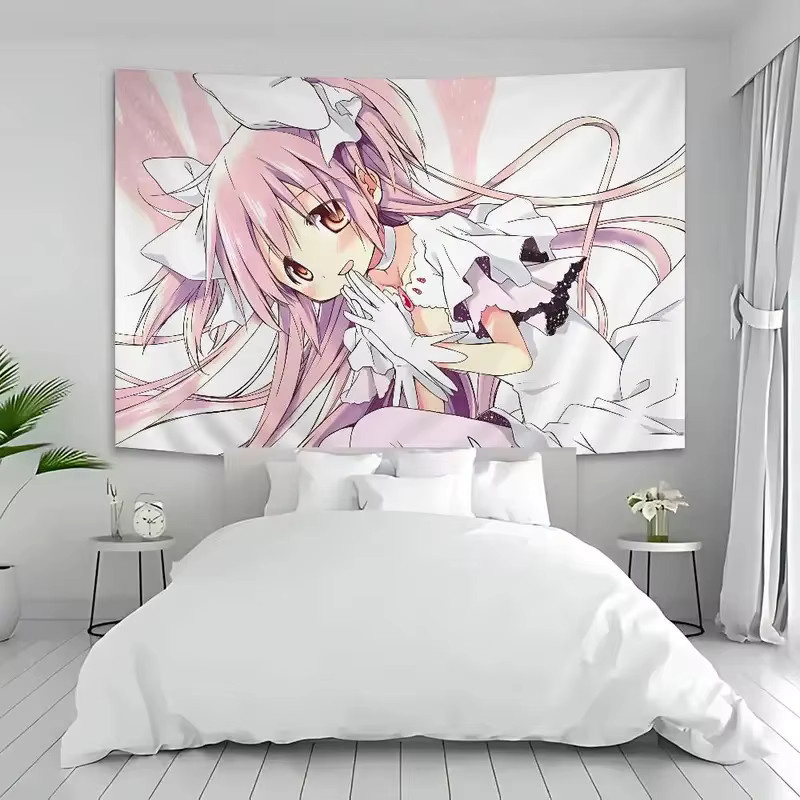 VIKAMA Madoka Magica Wandteppich mit Kaname Madoka & Homura Akemi Anime-Druck, Mehrfarbig, Breite: 60 cm, Höhe: 40 cm - Bild 2