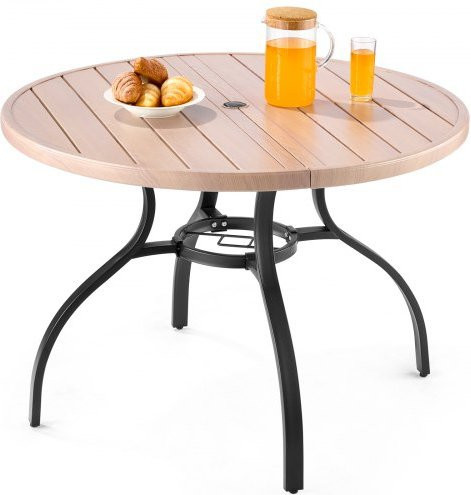 VEVOR Outdoor Esstisch für die Terrasse, runder Bistrotisch aus pulverbeschichtetem Carbon Steel in Grau, Durchmesser: 103 cm, Höhe: 72 cm - Bild 1