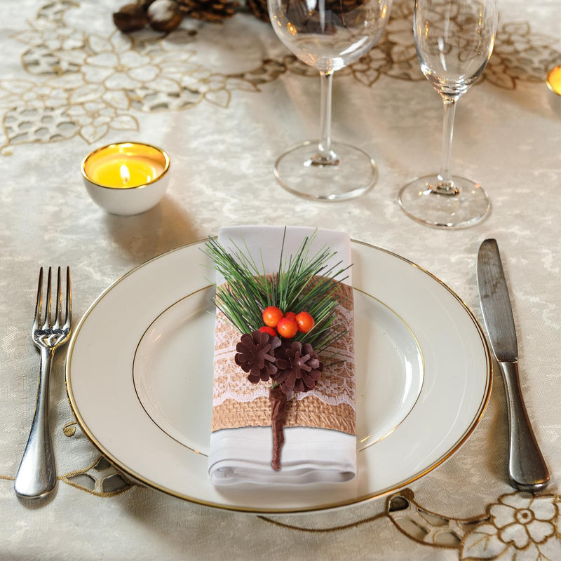 GoolRC Serviettenringe im Zapfen-Design für Weihnachten und festliche Anlässe, mehrfarbig und rustikal - Bild 2