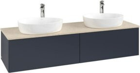 V&B Waschtischunterschrank Antao mit Beleuchtung, Farbe Mattblau, B/T: 160 x 50 cm - Bild 1