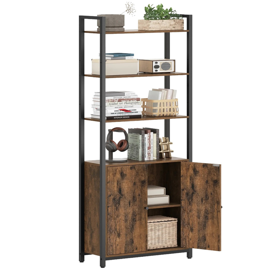 Vasagle Bücherregal in Braun-Schwarz mit minimalistischem Design, H: 159,5 cm, B: 60 cm, T: 24 cm - Bild 2