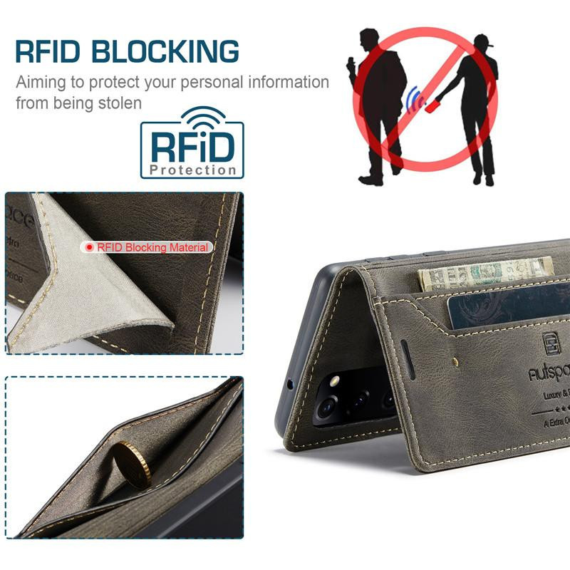 Luxus Leder Brieftasche Magnetische Klapphülle für Samsung Galaxy S20 FE 5G mit Kartenfach und Ständer in Schwarz oder Braun - Bild 4