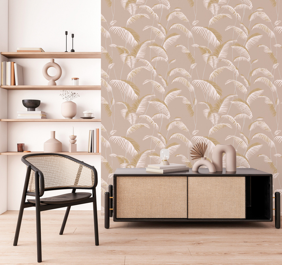 Tenue de Ville Tapete Majorelle in Powder mit floralem Art-Deco-Design und botanischem Naturmuster aus Vlies - Bild 1