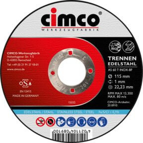 Cimco Korund-Trennscheibe Inox für Metall Durchmesser: 115 mm - Bild 1