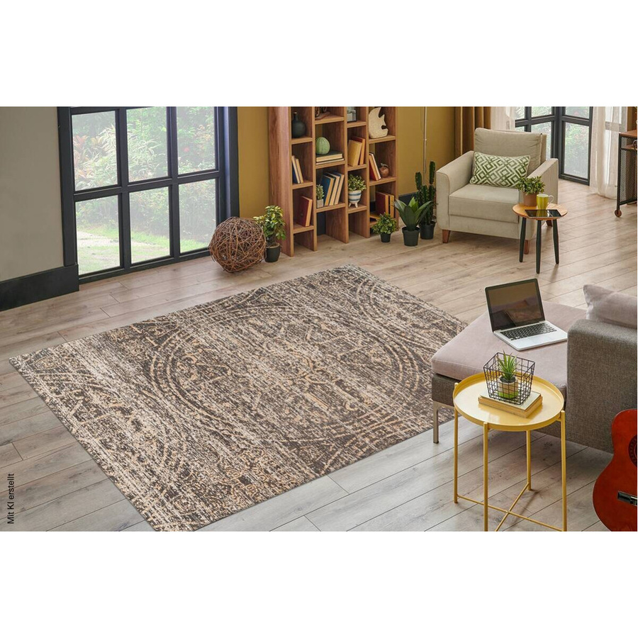Kayoom Flachflorteppich Davis 425 in Beige und Grau im Vintage-Design, B/H/T: 120 x 170 x 1,3 cm - Bild 3