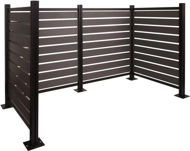 MCW Alu Mülltonnen-Zaun K57 Mülltonnenverkleidung in Grau B/T/H: 130 x 206 x 110 cm - Bild 1