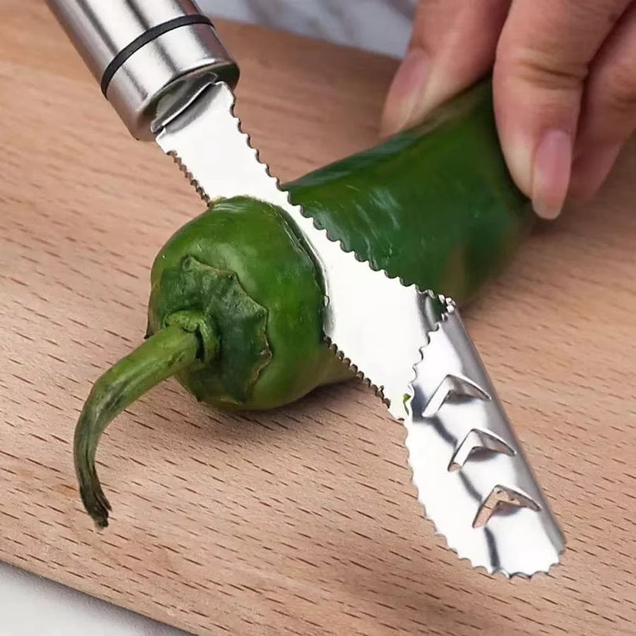 Edelstahl Kernentferner für Paprika und Gemüse in Silber - Bild 2