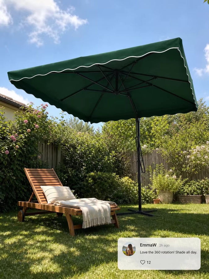 Großer quadratischer Terrassenschirm mit grünem Stahlmast, B/B/H: 250 x 250 x 250 cm - Bild 4
