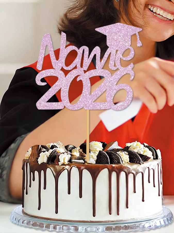 Personalisierter Glitzer-Kuchen-Topper im Abschlusskappen-Design für die Abschlussfeier 2026 von cyuan - Bild 4