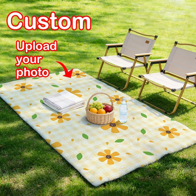 Personalisierte Outdoor-Decke von SRH mit floralem Design in Multicolour, thermisch isoliert und wasserabweisend, B/T: 150 x 100 cm - Bild 1