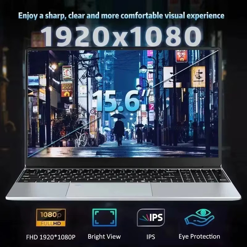 Intel N95 Laptop mit 15,6 Zoll Display, 32GB DDR4, 2TB SSD, 7500mAh Akku, Fingerabdrucksensor und beleuchteter Tastatur - Bild 1