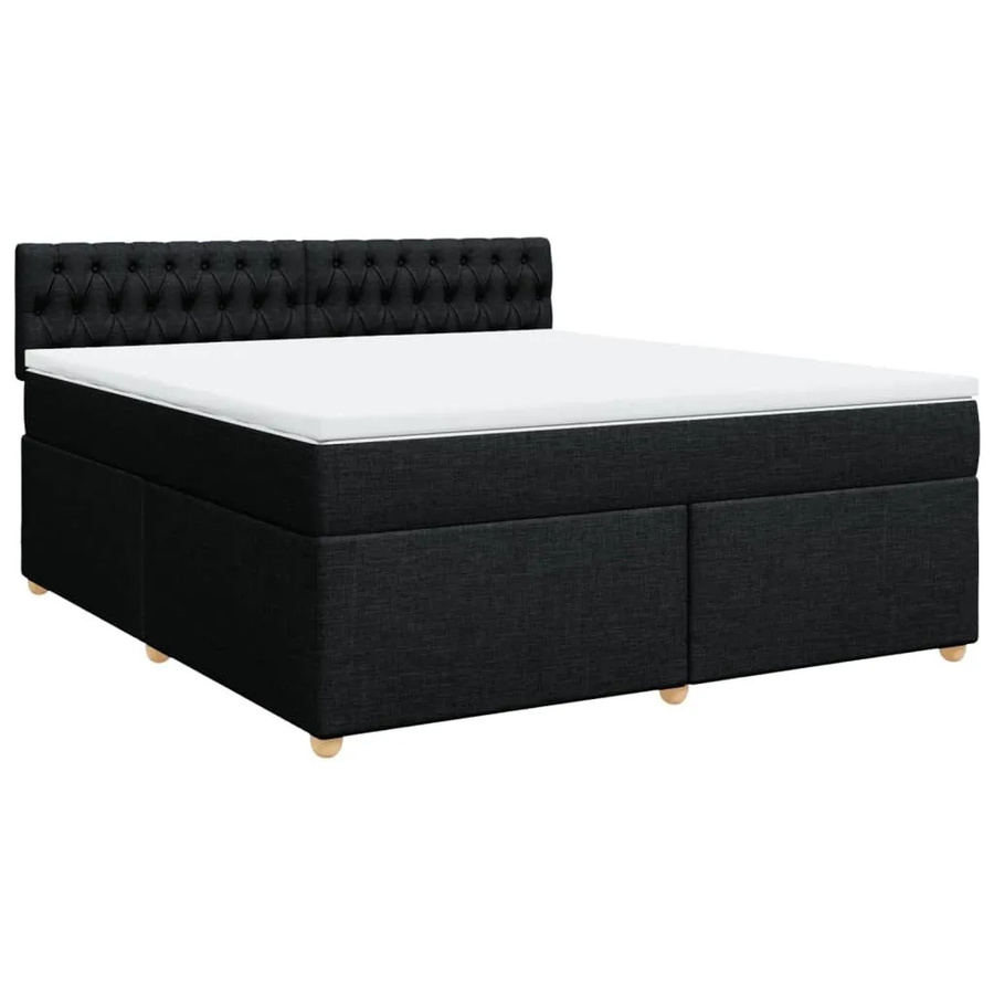 vidaXL Boxspringbett mit Matratze Schwarz, Hybridbett mit USB-Ladeport und Unterbettbeleuchtung, B/T: 180 x 200 cm - Bild 2