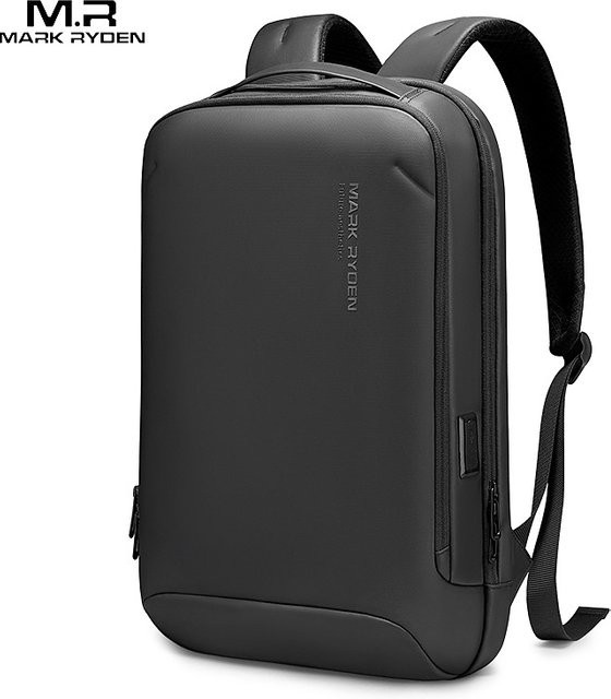 Mark Ryden Schlanker Business Laptop-Rucksack für Herren in Schwarz mit USB-C Anschluss und kratzfestem Material - Bild 1