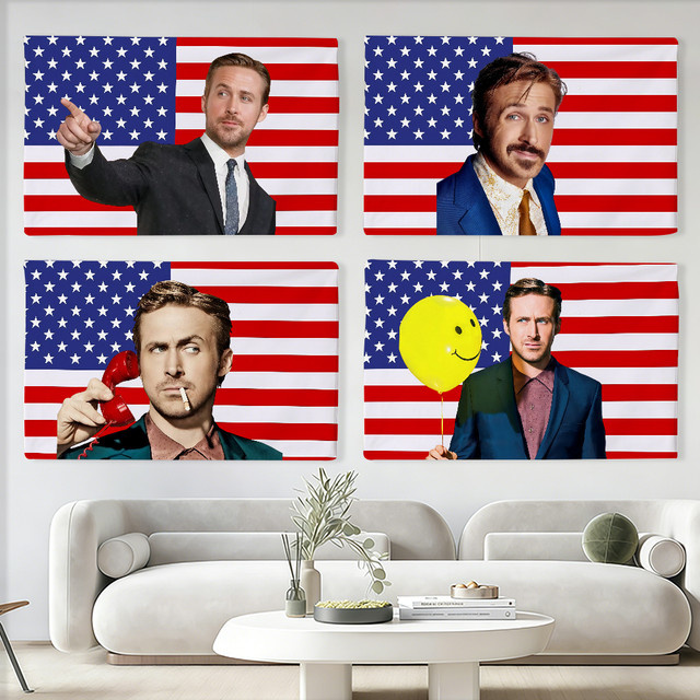 Ryan Gosling Flagge von Warner Bros. als Wandkunst Dekoration in Multicolor, B/H: 40 x 40 cm - Bild 1