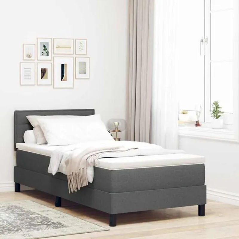 Vidaxl Boxspringbett mit Matratze in Anthrazit und Grau aus Stoff, B/T/H: 90 x 190 x 88 cm - Bild 1