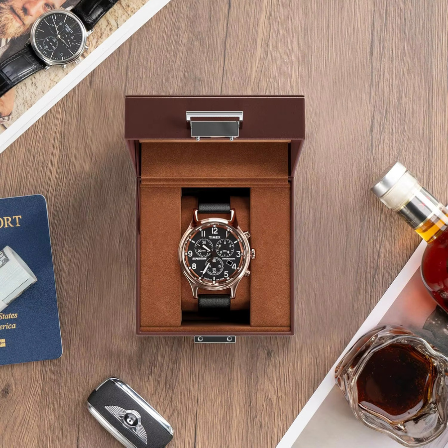 CAOWTAN Uhrenreisebox Leder, Brown, Unisex - Bild 5