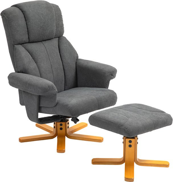 HOMCOM Relaxsessel mit Liegefunktion und Hocker in Dunkelgrau, moderner Fernsehsessel für Wohnzimmer und Schlafzimmer, B: 79 cm, T: 80 cm, H: 104 cm - Bild 1