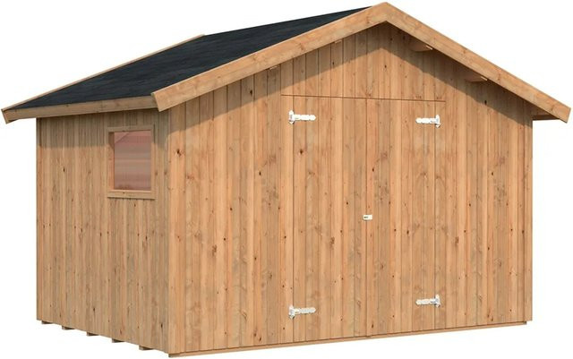 Palmako Nils Holz-Gartenhaus aus Fichte in Braun mit Satteldach und Boden B/H/T: 392 x 259 x 239 cm - Bild 1