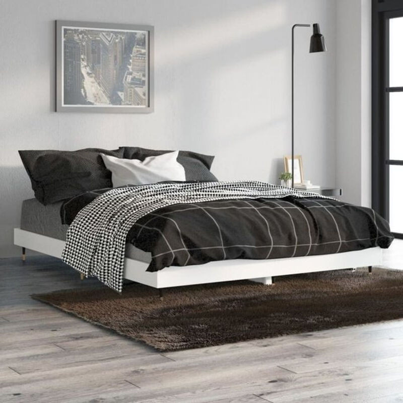 Vidaxl Bettgestell aus Holzwerkstoff in Weiß, minimalistisches Design, B/T: 140 x 190 cm - Bild 1