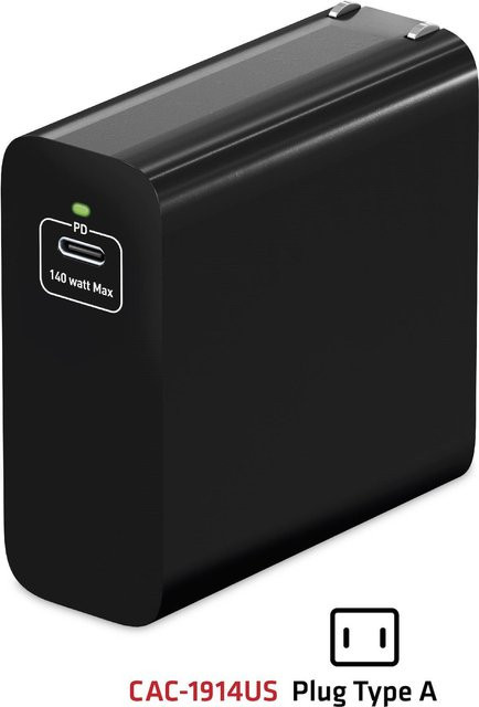 Club 3D Netzteil mit GaN-Technologie in Schwarz, 140 Watt, 5 A, Power Delivery 3.1 mit USB-C Kabel - Bild 1