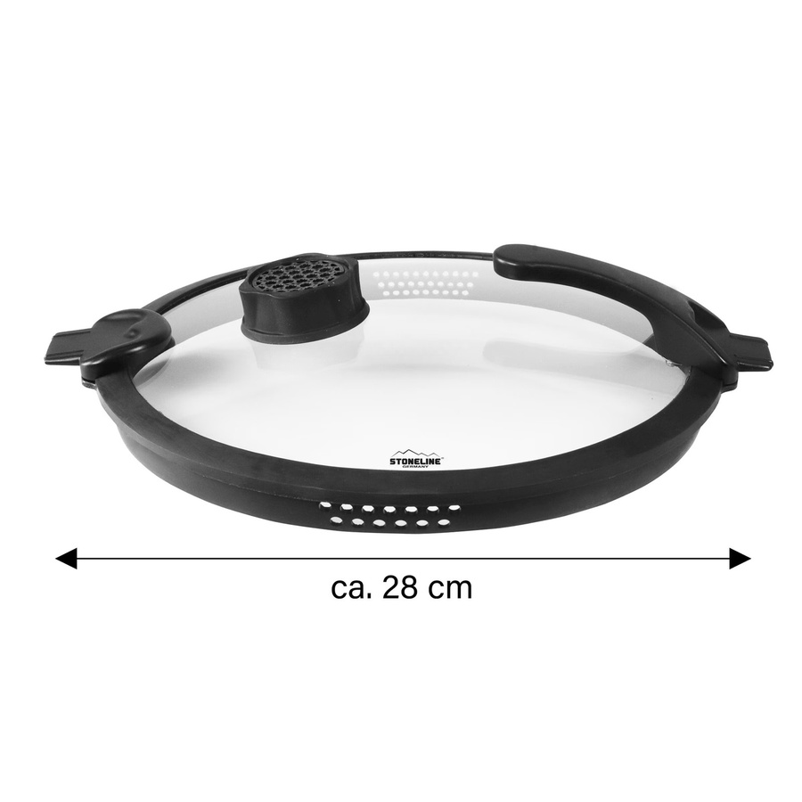 STONELINE Glasdeckel mit SMELL WELL Funktion, Durchmesser: 28 cm, Schwarz und Transparent - Bild 2