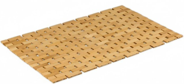 Relaxdays Badvorleger aus Bambus in Natur Beige, B/B/H: 60 x 40 x 1 cm - Bild 1
