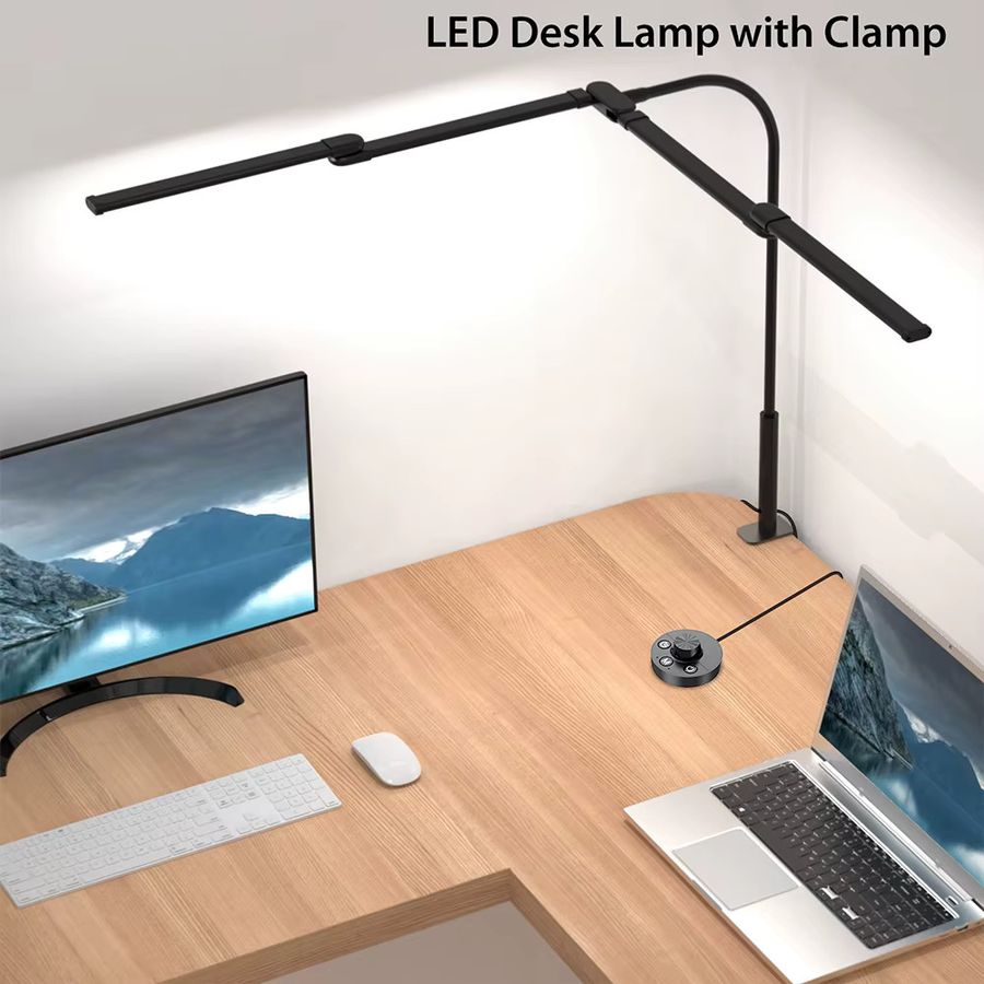Ultrahelle 24 W LED Computertischleuchte mit 45 Zoll Arm, augenschonende Klemme, 5 Farbtemperaturen und 10 Helligkeitsstufen für dein Home Office - Bild 3