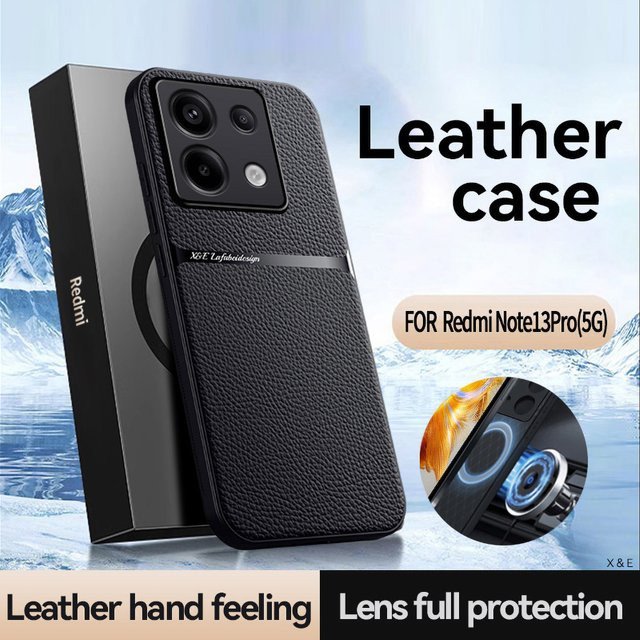 Luxus Lederhülle mit MagSafe Magnet für Xiaomi POCO M7 Pro X7 Pro M6 F7 F6 X5 Pro in Schwarz, stoßfeste matte Schutzhülle - Bild 1