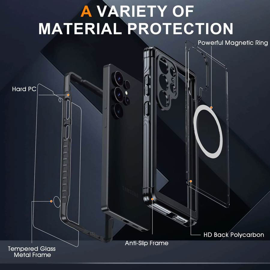 Shellbox ultradünne transparente magnetische Handyhülle für Samsung S25 Ultra und S24 Ultra, stoßfest und kabellos kompatibel, Blau - Bild 4