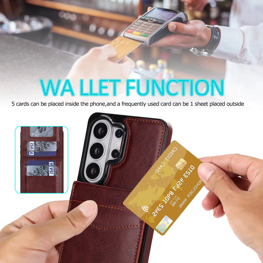 Leder-Brieftaschenhülle von szHAIyu für Samsung Galaxy S23 S24 S25 S26 Ultra Plus A57 A37 A56 A36 A26 A16 A55 mit Kartenhalter und Standfunktion in Grün oder Braun - Bild 5