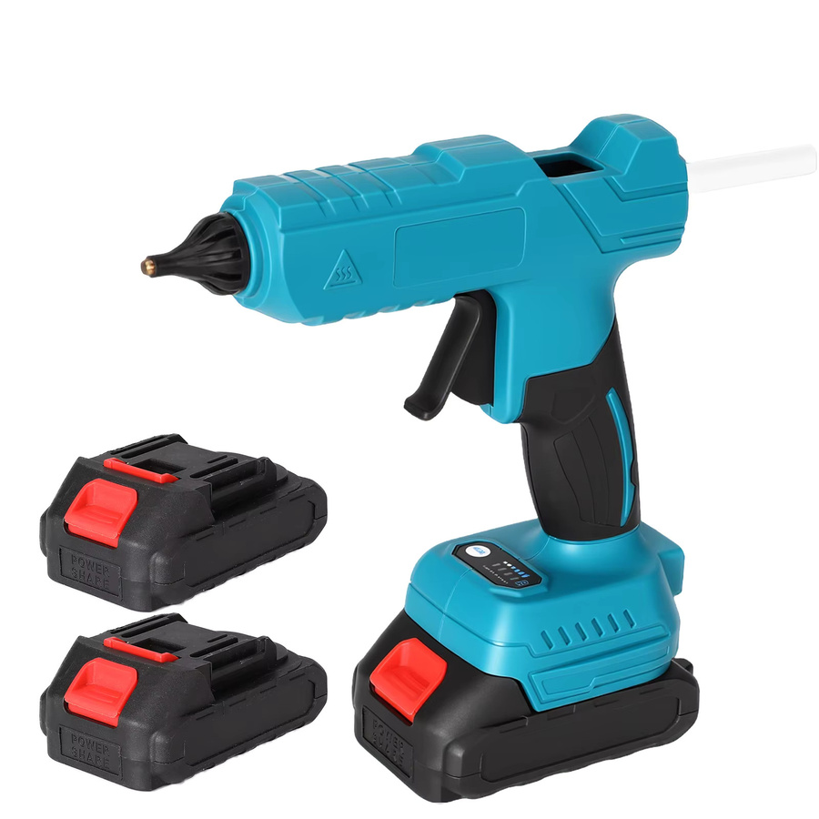 WUIETI Kabellose Heißklebepistole 100W in Blau, kompatibel mit Makita 18V Akku, für 11mm Klebesticks, tragbares DIY-Werkzeug - Bild 2
