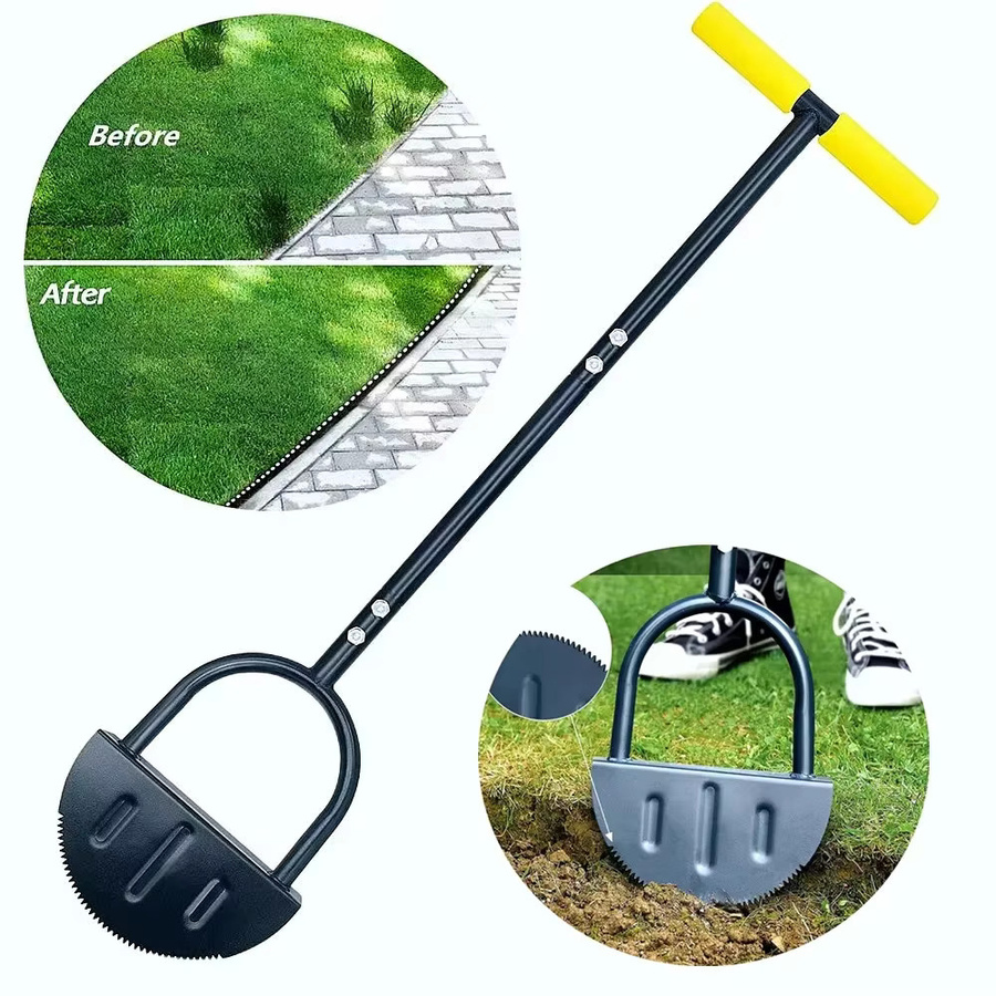 Manueller Gartenwerkzeug-Kantenzerkleinerer Halbmond mit scharfer gezahnter Klinge und Fußplatte für Garten, Rasen und Landschaftsbau - Bild 2