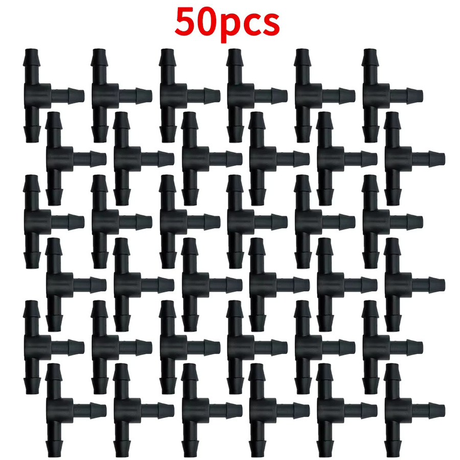OASIS 50 Stück 3-Wege-T-Stückverbinder aus Kunststoff mit Widerhaken für 4/7 mm Schläuche zur Mikrotropfbewässerung - Bild 5