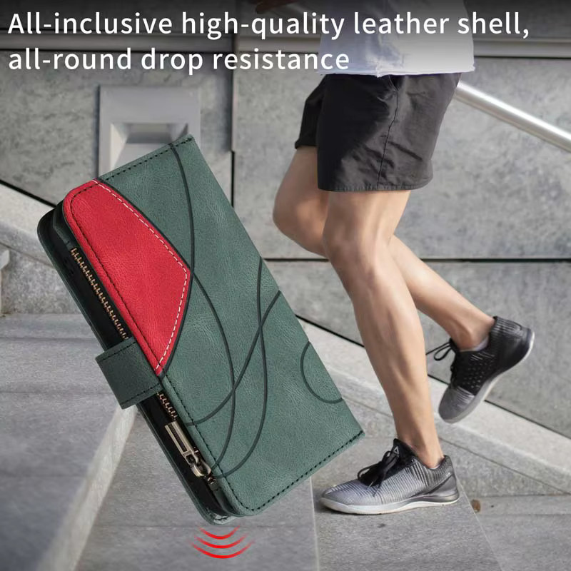 Leder-Handyhülle für Honor 90 200 Smart 400 Lite 600 Pro Magic 8 7 6 5 4 Lite Magic8 Magic7 5G Flip Wallet mit Reißverschluss und 9 Kartenfächern in Blau - Bild 2