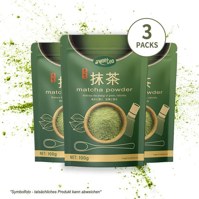 Sweetea Matcha-Pulver, Grüntee, 3 x 100 g - Bild 1