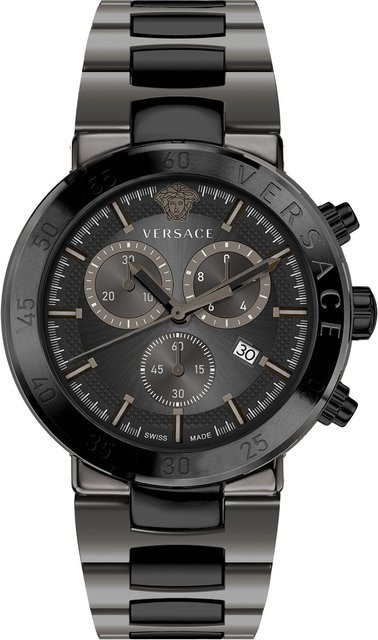 Versace Chronograph, Herrenuhr, Edelstahl, Quarz, 43 mm, Silber, 5 ATM - Bild 1