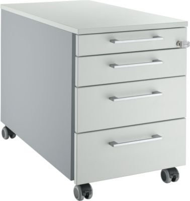 Schäfer Shop Genius Rollcontainer 1233 mit eckigen Griffen, Weißaluminium/Lichtgrau, B: 43,5 cm, H: 57,7 cm, T: 4,0 cm - Bild 1