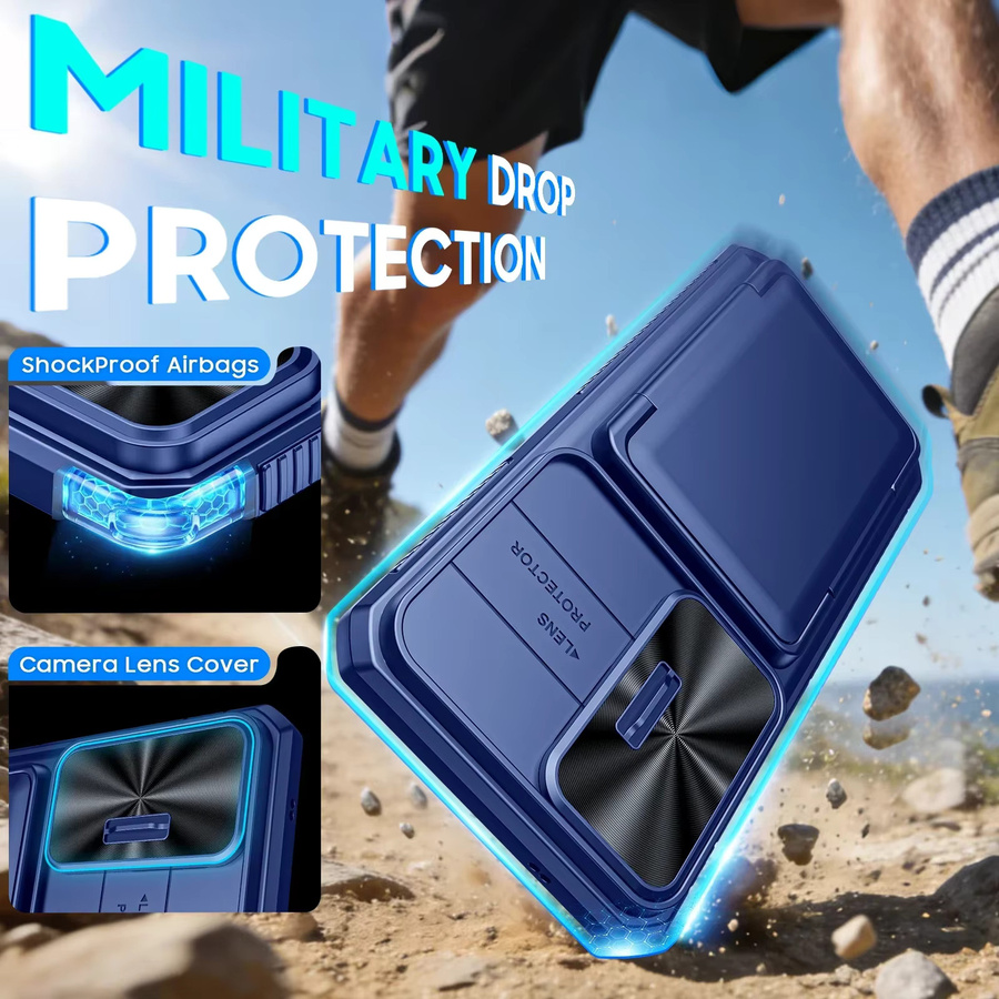 BANGZAO Silikon-Schutzhülle für Galaxy S26 Ultra mit Kartenhalter und RFID-Schutz, Blau - Bild 6