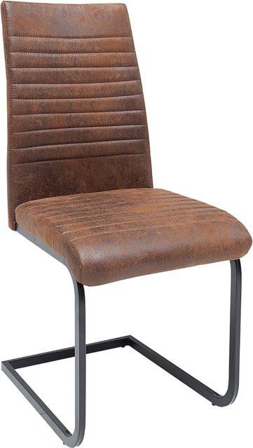 Riess-Ambiente Stuhl APARTMENT Freischwinger im Industrial-Design aus Microfaser und Metall, Farbe: Antik Braun - Bild 1