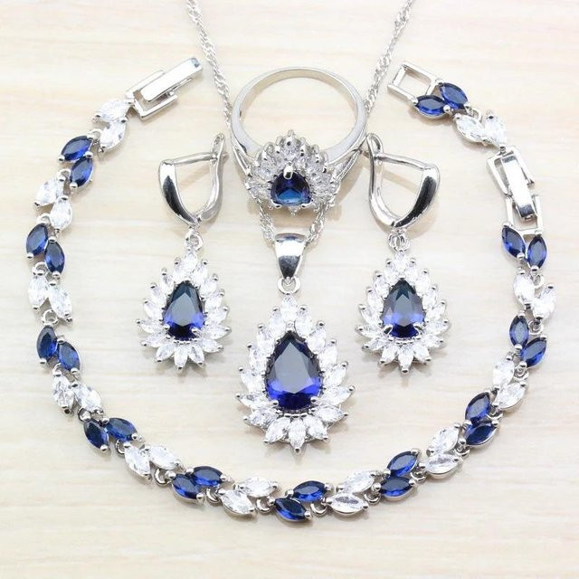 YIRAN Jewelry Schmuck-Set, Kupfer, Blau, Zirkonia, Damen - Bild 1