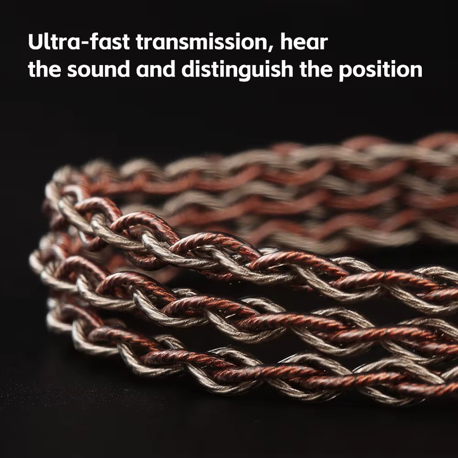 Trn Red Chain Plus Gaming-Kabel mit abnehmbarem 3,5 mm Jack, 4-adrig, versilbertes Kupfer-Upgrade-Kabel, Länge: 1,2 m - Bild 2
