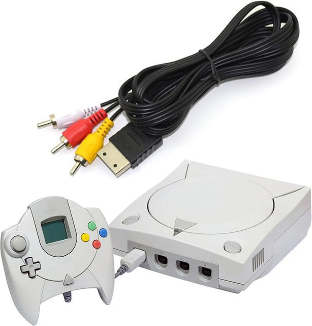 KOQZM RCA Composite AV-Adapterkabel für Sega Dreamcast, silber, Länge: 1,8 m - Bild 1