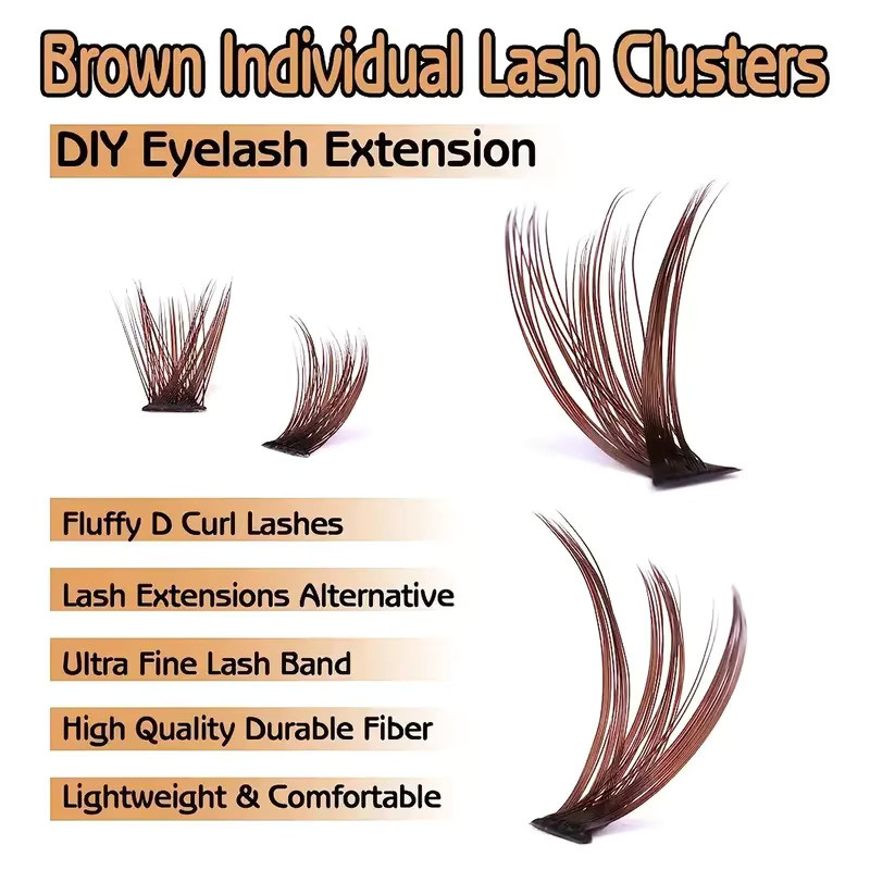 LIMEIKAI DIY-Wimpernverlängerung, 200 Cluster, braun, 8-16mm, Unisex - Bild 5