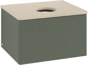 V&B Waschtischunterschrank Antao mit Frontstruktur in Grau-Grün lackiert, B/T/H: 60 x 36 x 50 cm - Bild 1