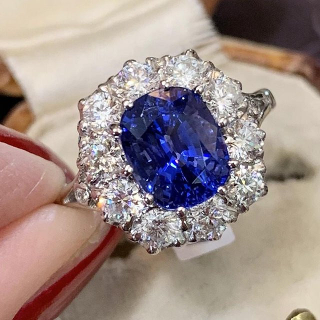 Huitan Bling Bling Ring, Kupfer, blauer Zirkonia, Damen - Bild 1
