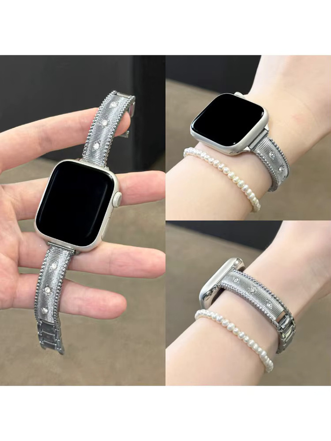 JBAILI Uhrenarmband Edelstahl, Diamant, Kristall, Silber, Unisex - Bild 5